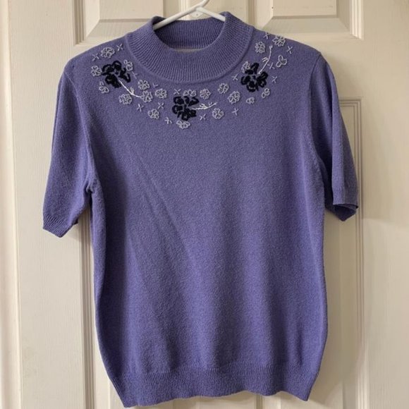 🌷3 for$20🌷TanJay, US S (Fits Up to US M), Mauve Beaded Short Sleeved Knit - Picture 3 of 7